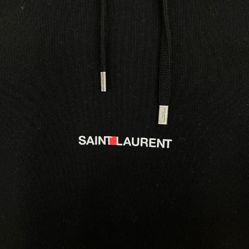 Saint Laurent Black Logo Hoodie, Size Large, Saint Laurent Logo, Drawstring Hoodie, Front Pocket, Condition: Excellent