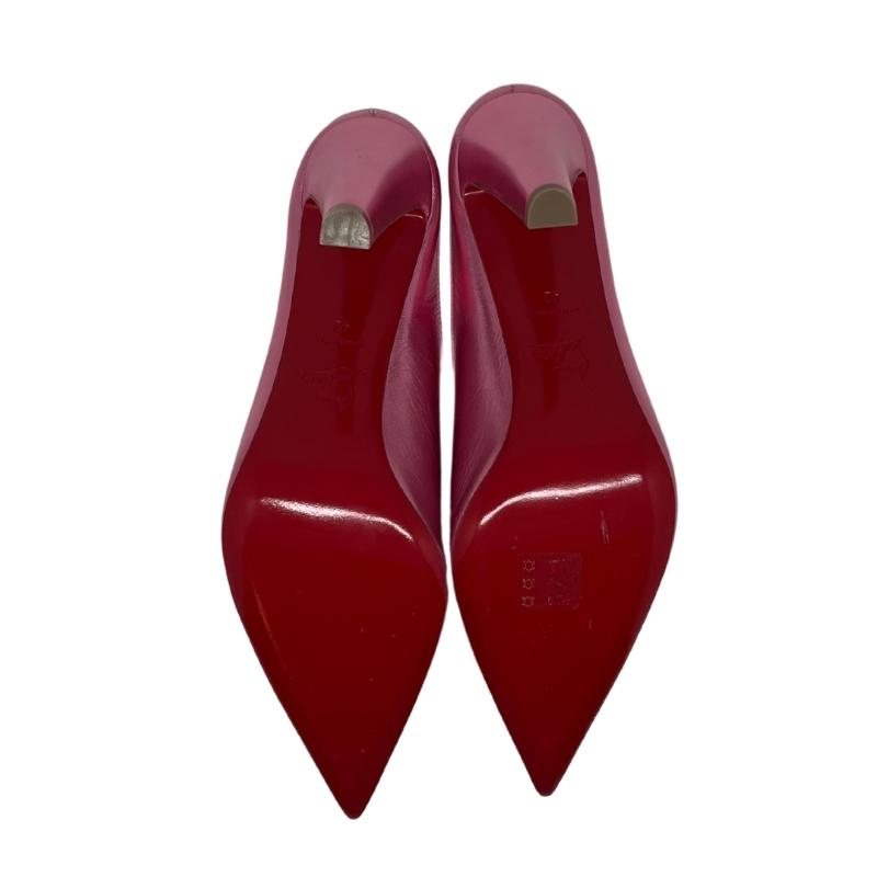 Christian Louboutin veryvee metallic heels, pointed toe, pink metallic leather exterior, size 42, v-shaped vamp heel, heel height 3.25", condition excellent