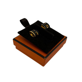 Hermès Pop H Stud Earrings in black and gold. Great condition