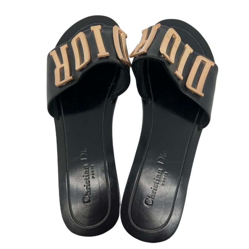 Dior Diorevolution Slides| Size 41| Black Leather| "DIOR" Logo Detail| Leather Sole| Condition: Excellent.