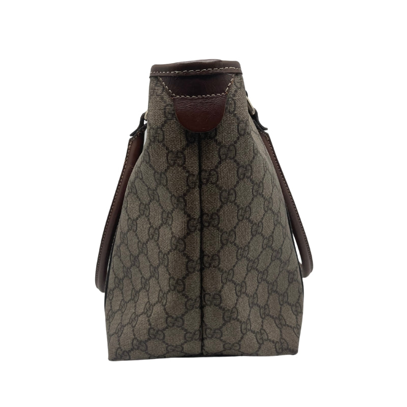 Gucci Medium GG Supreme Joy Tote, Canvas Exterior, GG Logo Dual Shoulder Straps Leather Trim Embellishment Canvas Lining Single Interior Pocket, Snap Closure at Top, Condition: Good