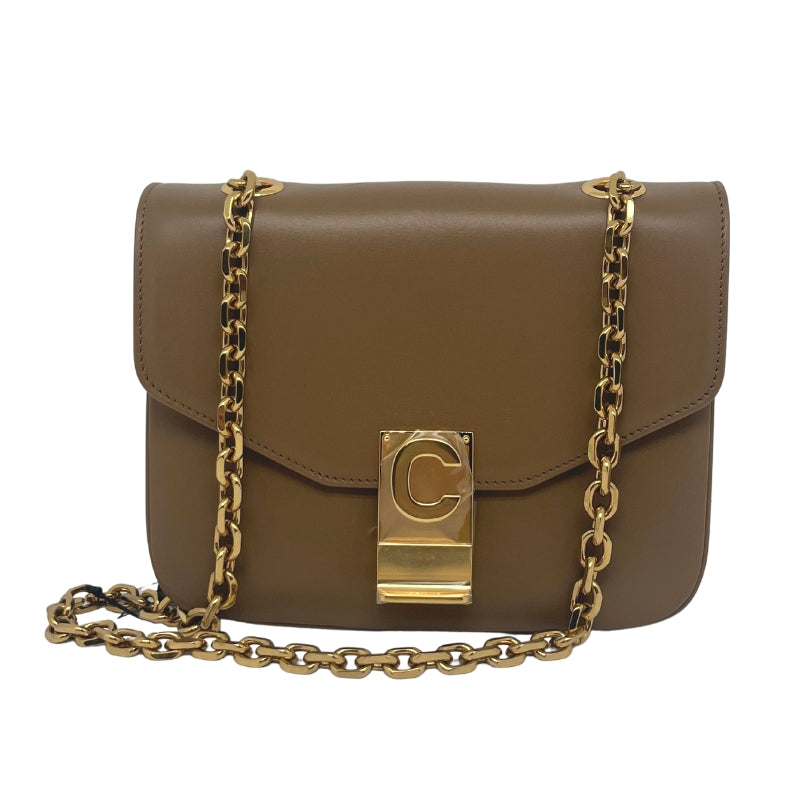 Celine Small C Bag, Tan Calfskin Leather Exterior, Gold Tone Hardware, Chain-Link Shoulder Strap, Leather Lining, Single Interior Pocket, Push Lock Closure at Front, Condition: Excellent