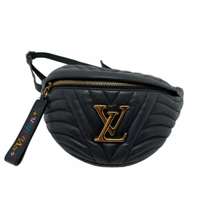 Louis Vuitton Monogram New Wave Bumbag. Black quilted leather belt bag with zip closure and adjustable strap. Excellent condition