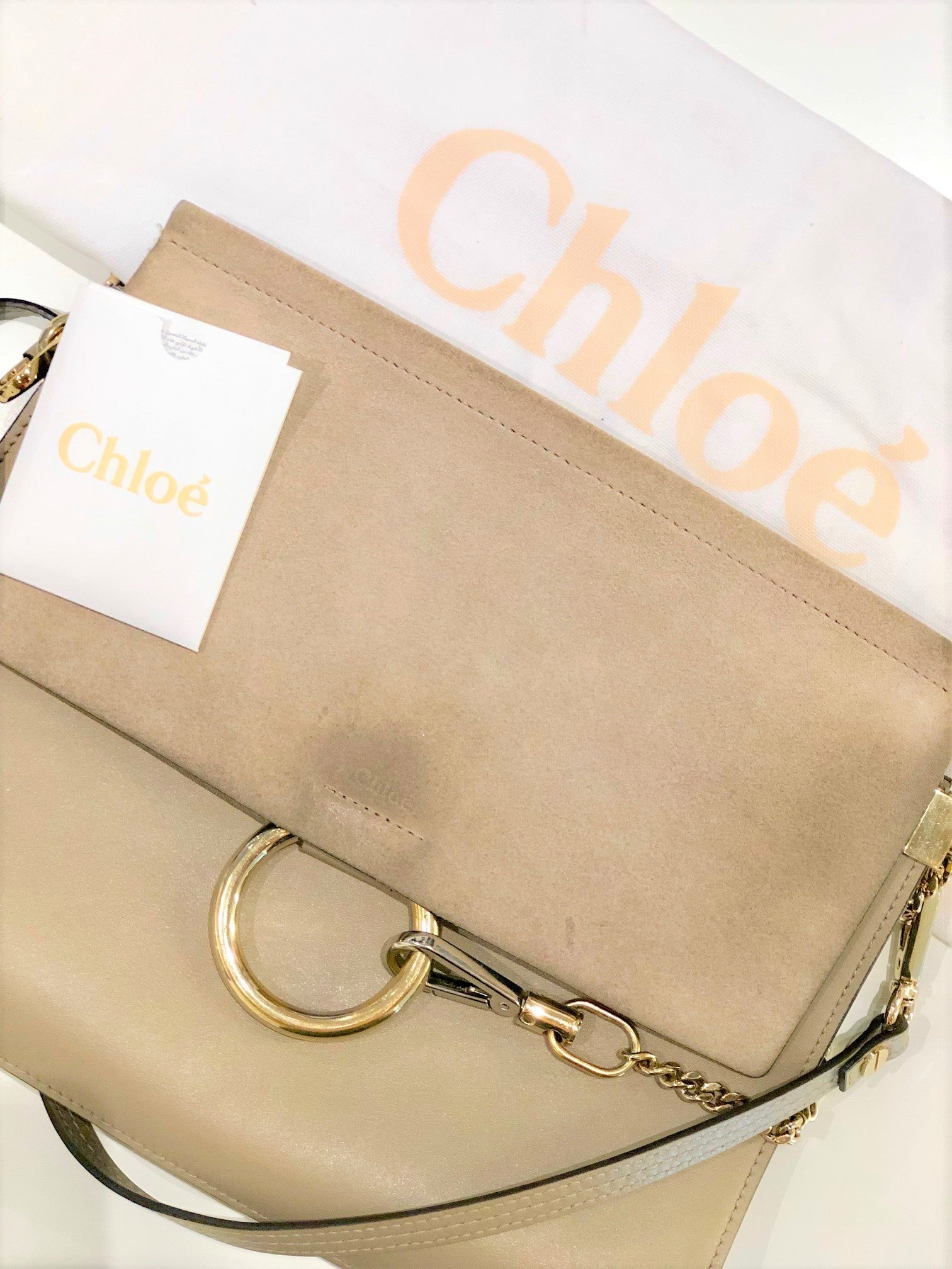 Chloe Faye Medium Flap Shoulder Bag Gray