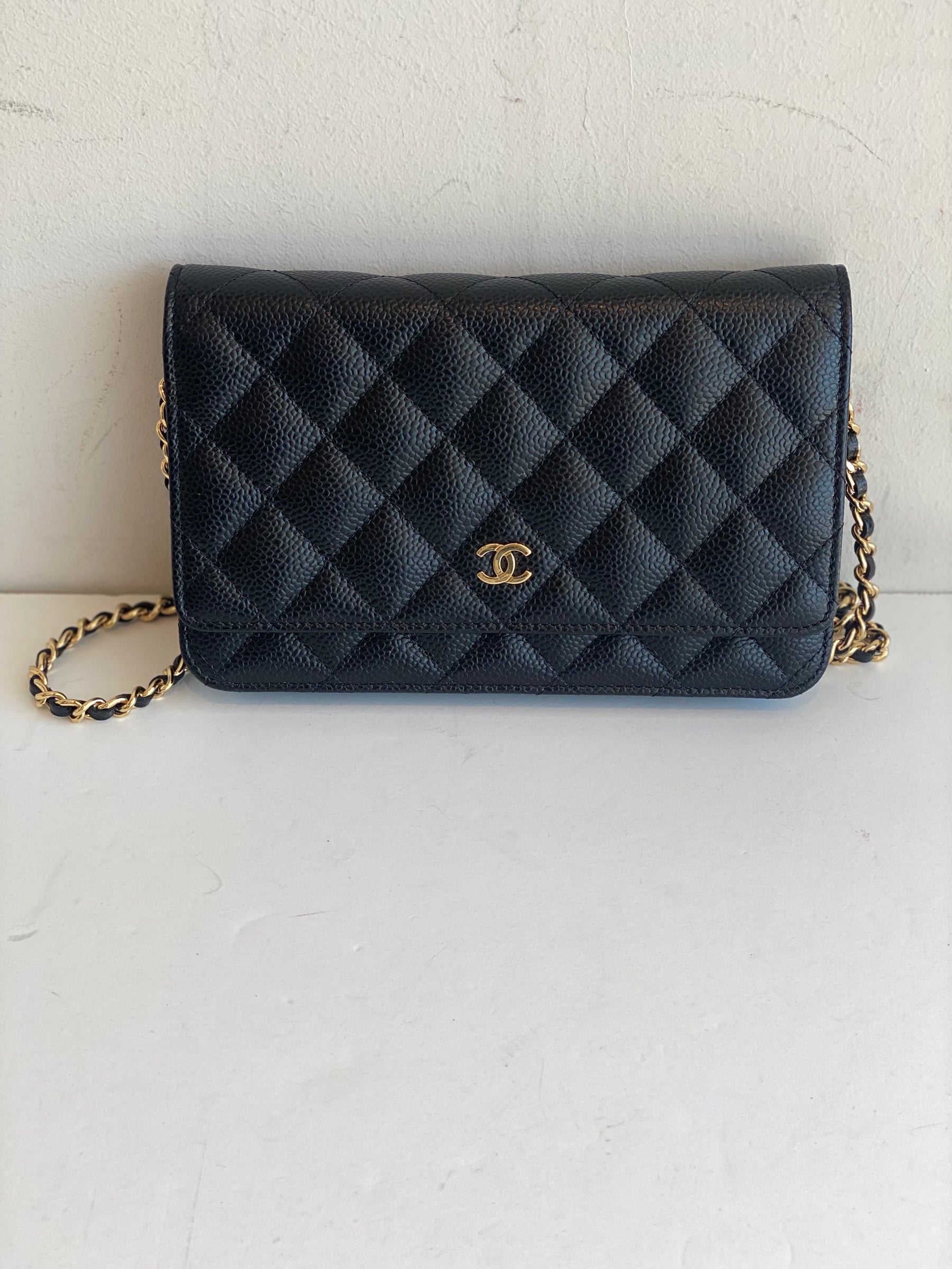 Chanel Caviar Quilted Wallet On Chain Front