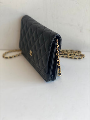 Chanel Caviar Quilted Wallet On Chain Side