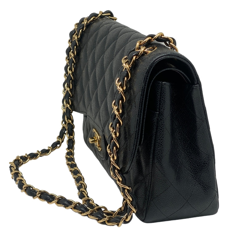 Chanel Caviar Quilted Jumbo Double Flap Side Caviar Leather