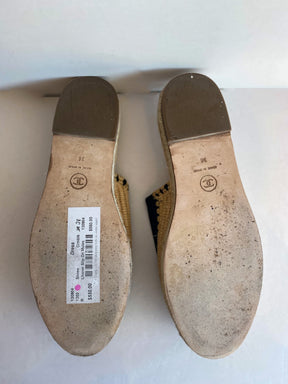 Chanel Black Suede Slide-on Espadrilles Interlocking CC Logo Bottom of Shoes