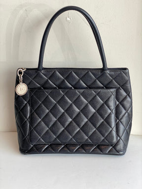 Chanel Medallion Quilted Caviar Tote Back Single Back Pocket