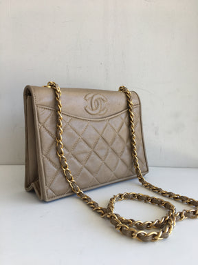 Chanel Matelassé Quilted Lambskin Leather Shoulder Bag Side