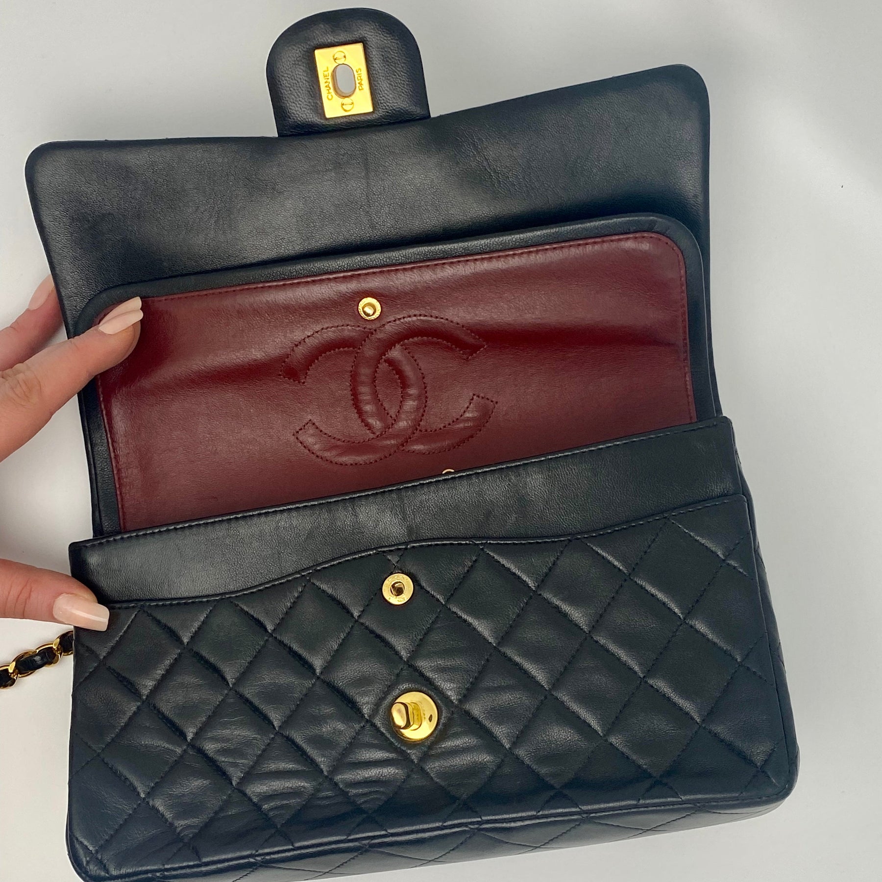 Chanel Quilted Lambskin Double Flap Bag Interior