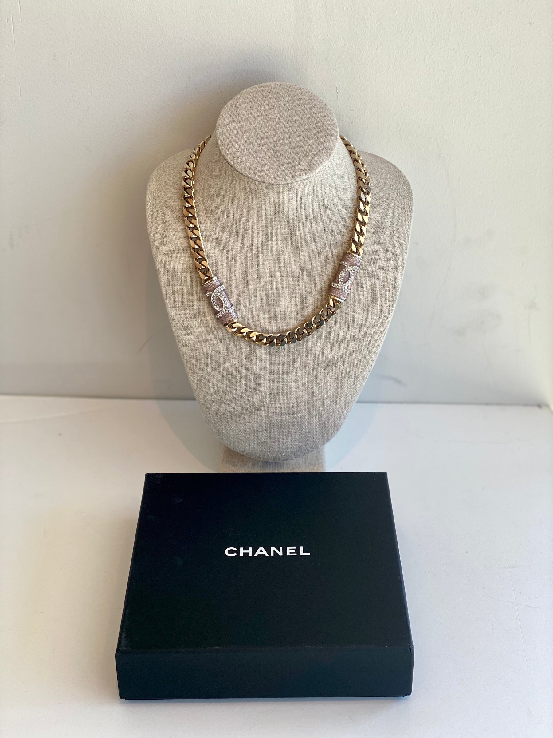 Chanel Crystal Strass CC Necklace
