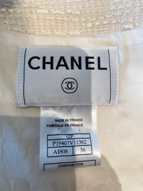 Chanel Tweed Zipper Blazer Back White Euro Buttons