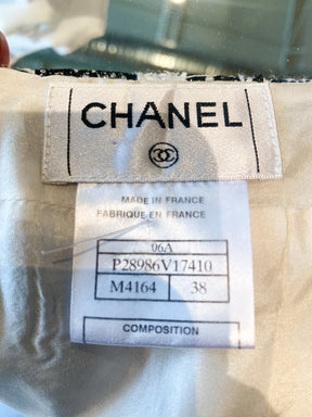 Chanel Tweed Plaid Suit Skirt Label