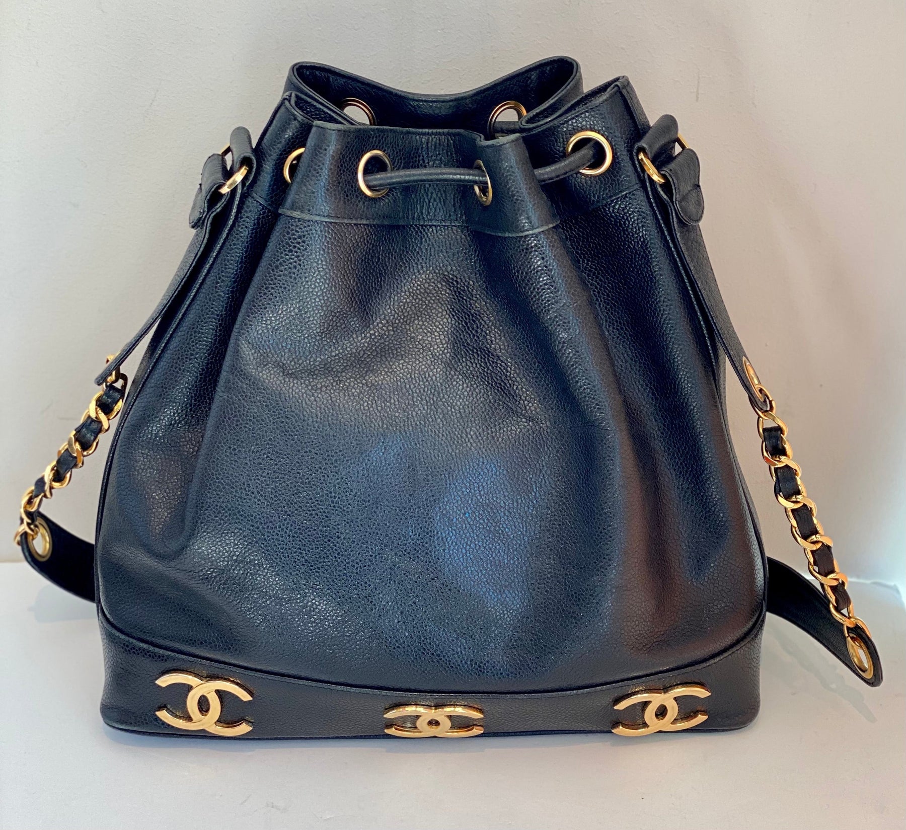 Chanel Vintage CC Caviar Bucket Bag