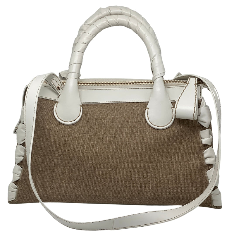 Chloe Edith Medium Linen And Leather Tote Back