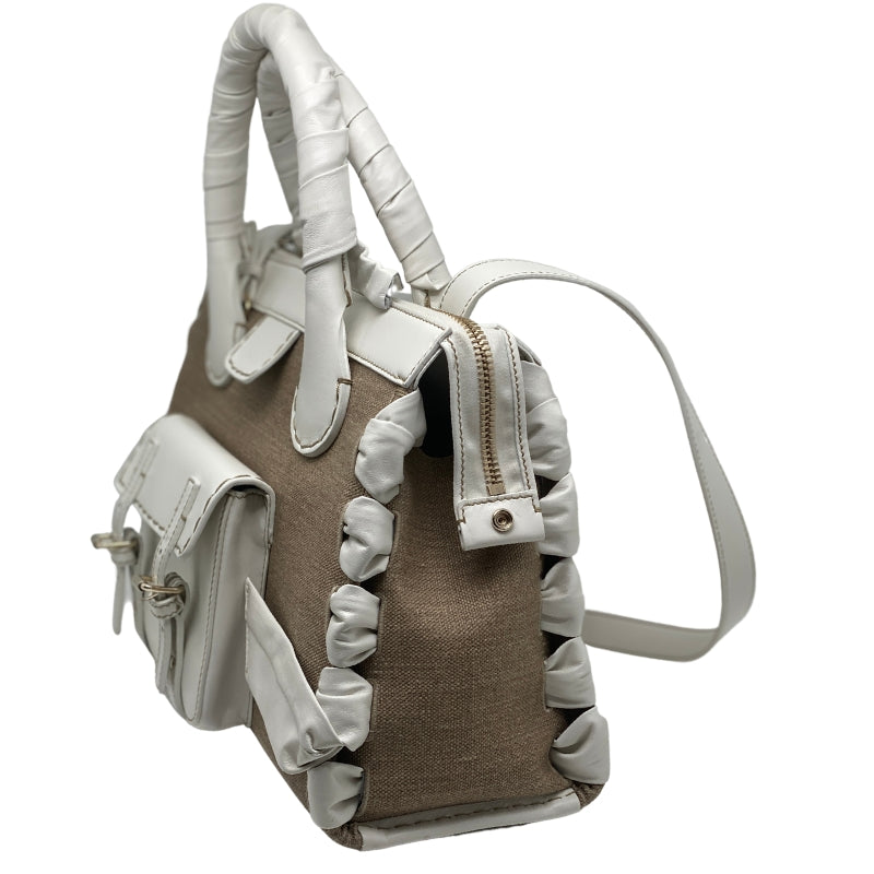 Chloe Edith Medium Linen And Leather Tote Side