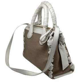 Chloe Edith Medium Linen And Leather Tote Side