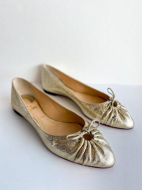 Christian Louboutin Embossed Leather Ballet Flats Gold