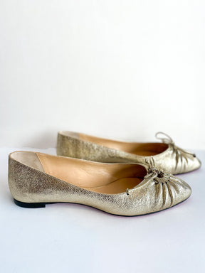 Christian Louboutin Embossed Leather Ballet Flats Gold Side