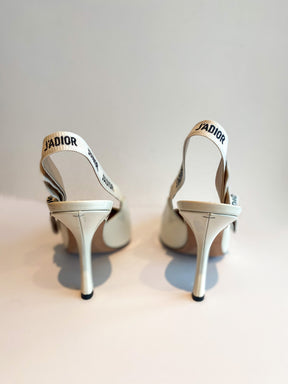 Dior J'Adior Heels White Patent Leather Back of Shoes