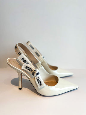 Dior J'Adior Heels White Patent Leather Side of shoes
