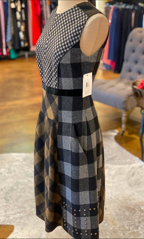 Etro Wool Plaid Studded Dress