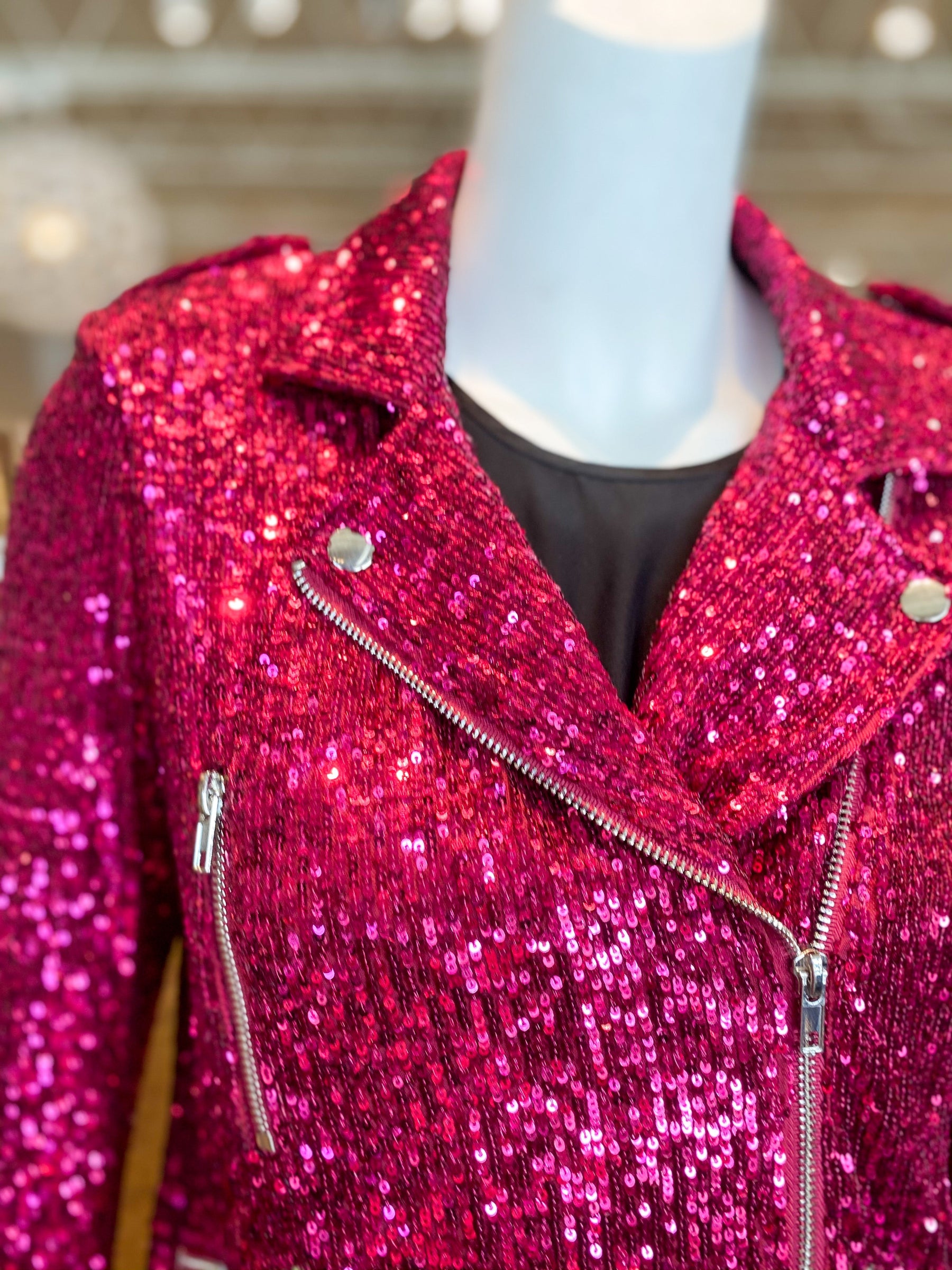 generation love fuchsia sequin moto jacket