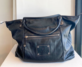 Gucci Black Leather Weekender Bag Front of Bag