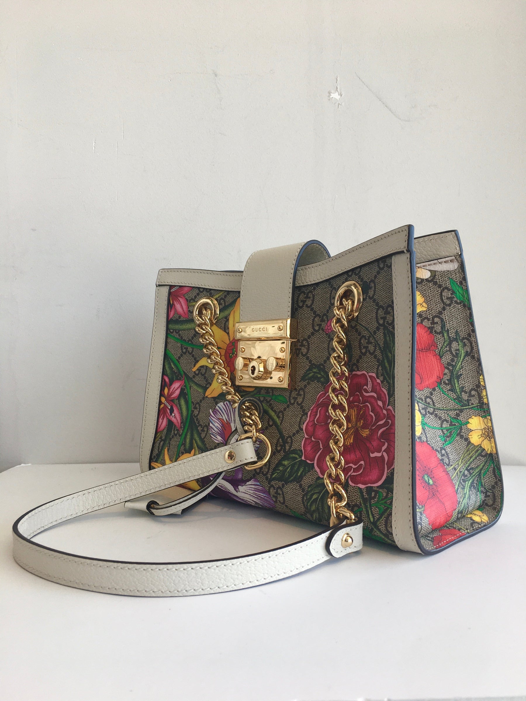 Gucci Ophidia Flora Dual Chain Shoulder Bag Side
