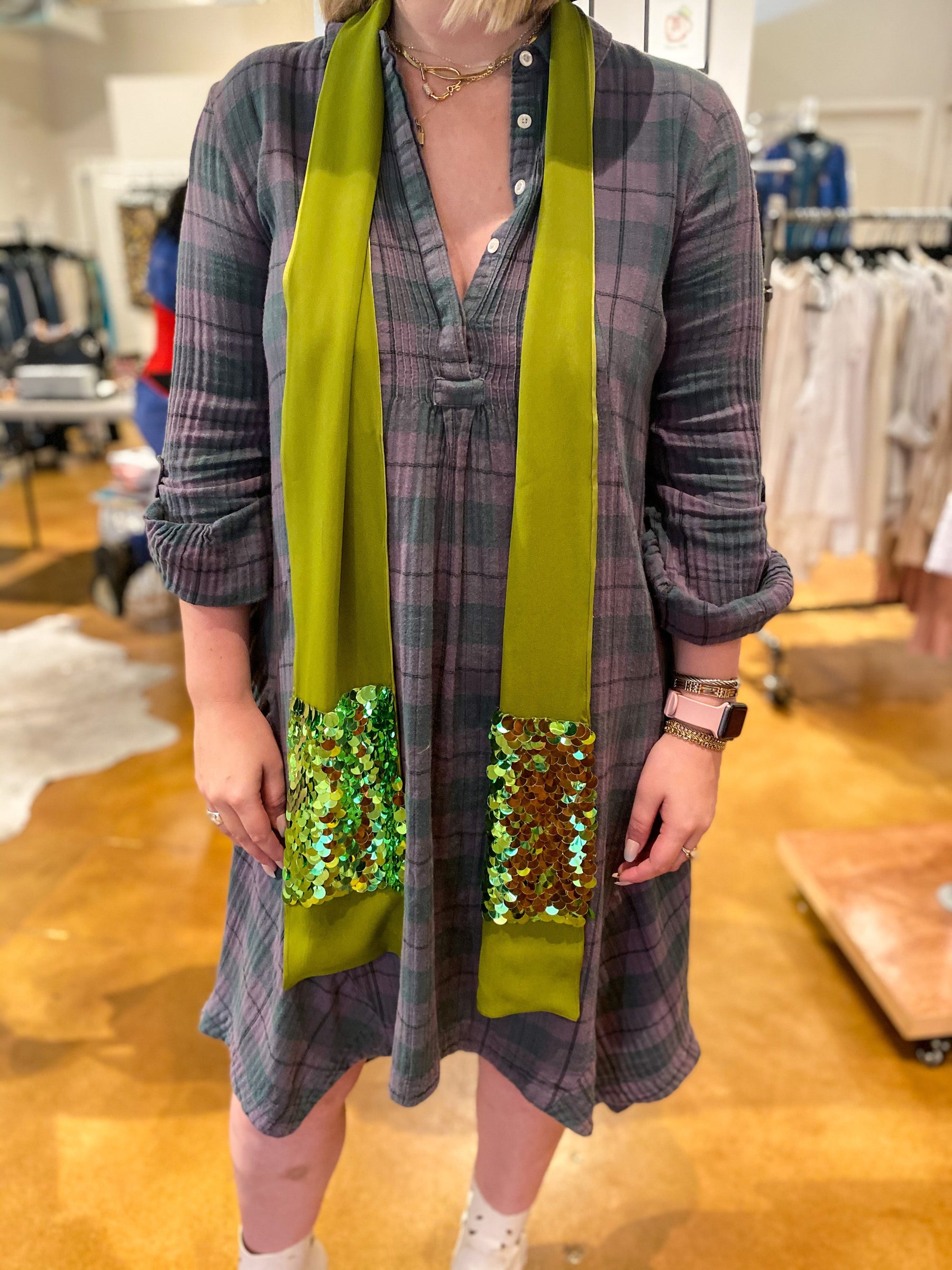 Gucci Green Sequin Scarf on Model