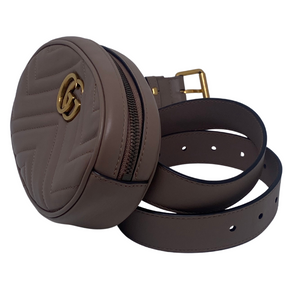 Gucci Matelasse GG Marmont Belt Bag Side Adjustable Belt Gold Tone Harware Zip Top Closure