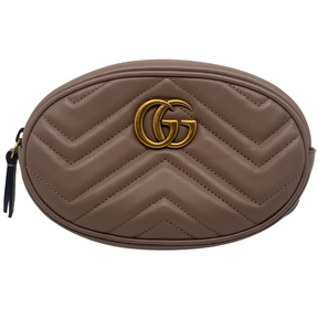 Gucci Matelasse GG Marmont Belt Bag Front GG Logo Neutral Leather Box Included Size 85