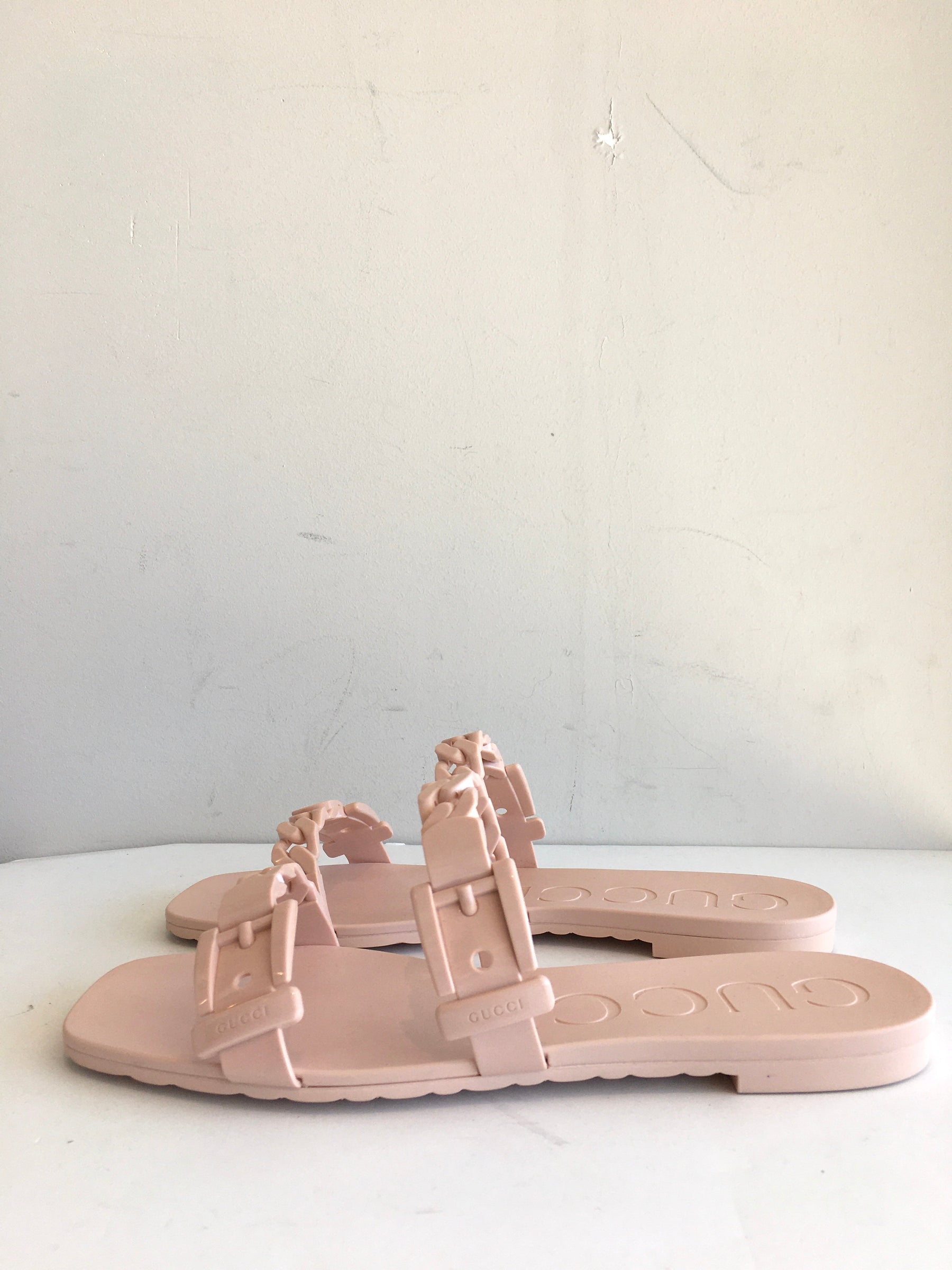 Gucci Light Pink Jelly Rubber Slide Sandals