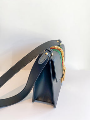 Gucci Sylvie Small Shoulder Bag Black Leather Side
