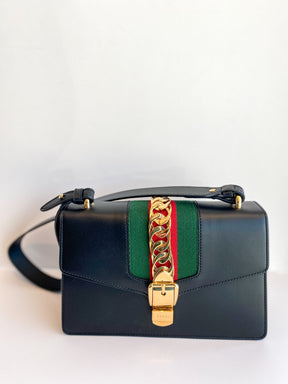 Gucci Sylvie Small Shoulder Bag Black Leather
