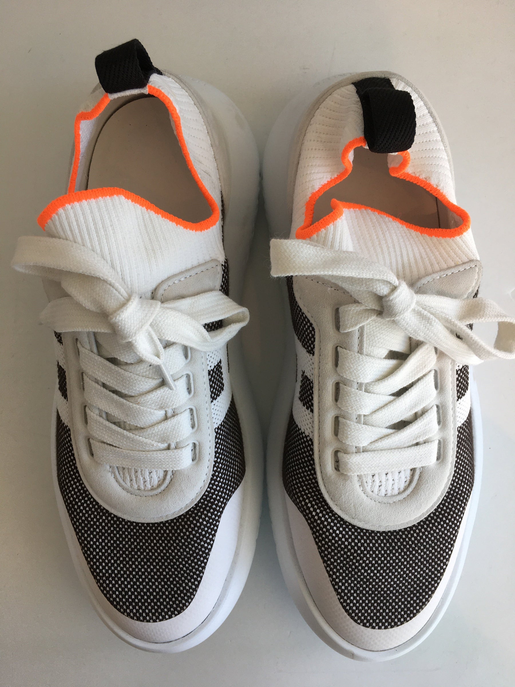Hermès Crew Running Sneakers in White and Orange Top