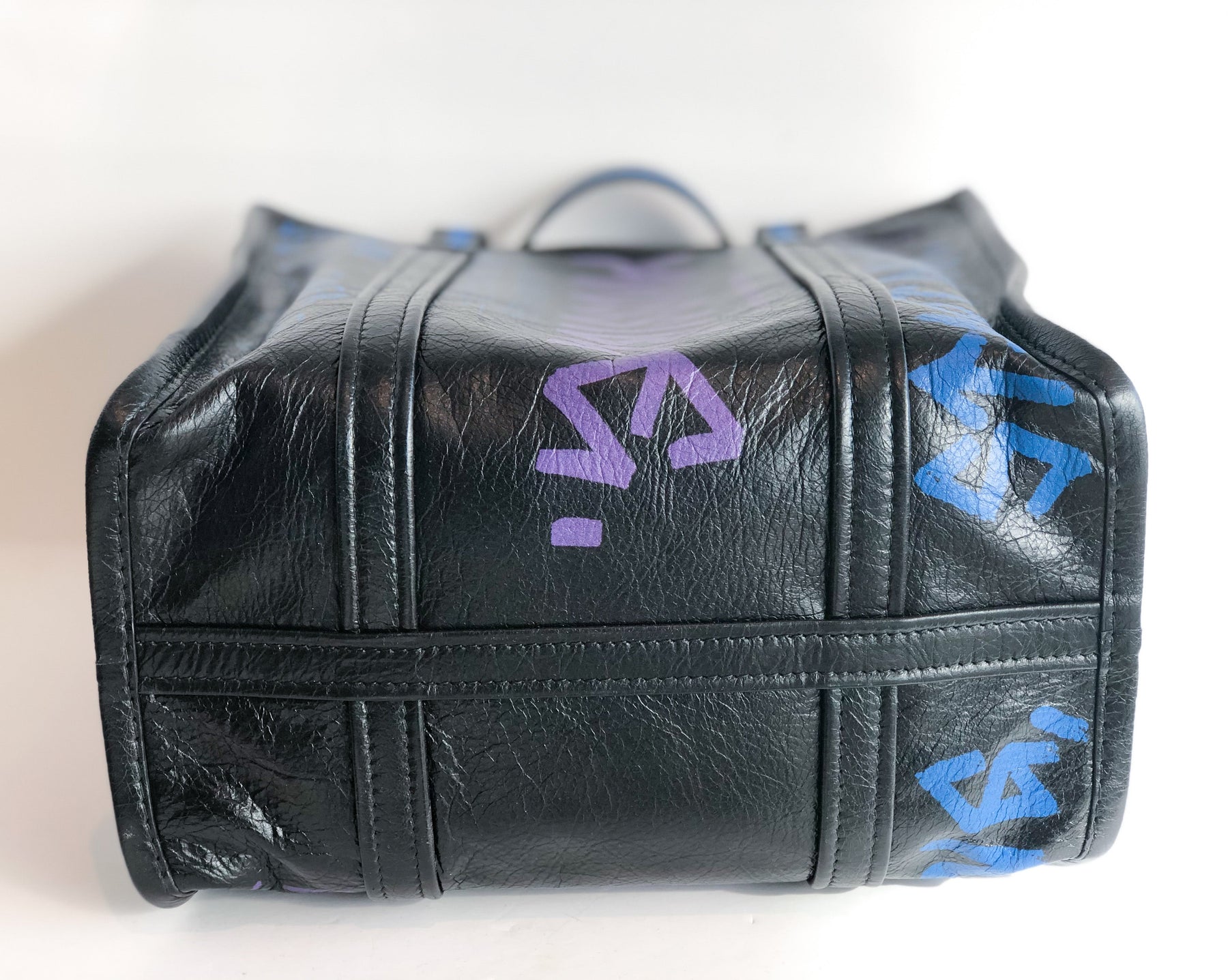 Balenciaga Black Graffiti Shopper Tote Bottom of Bag
