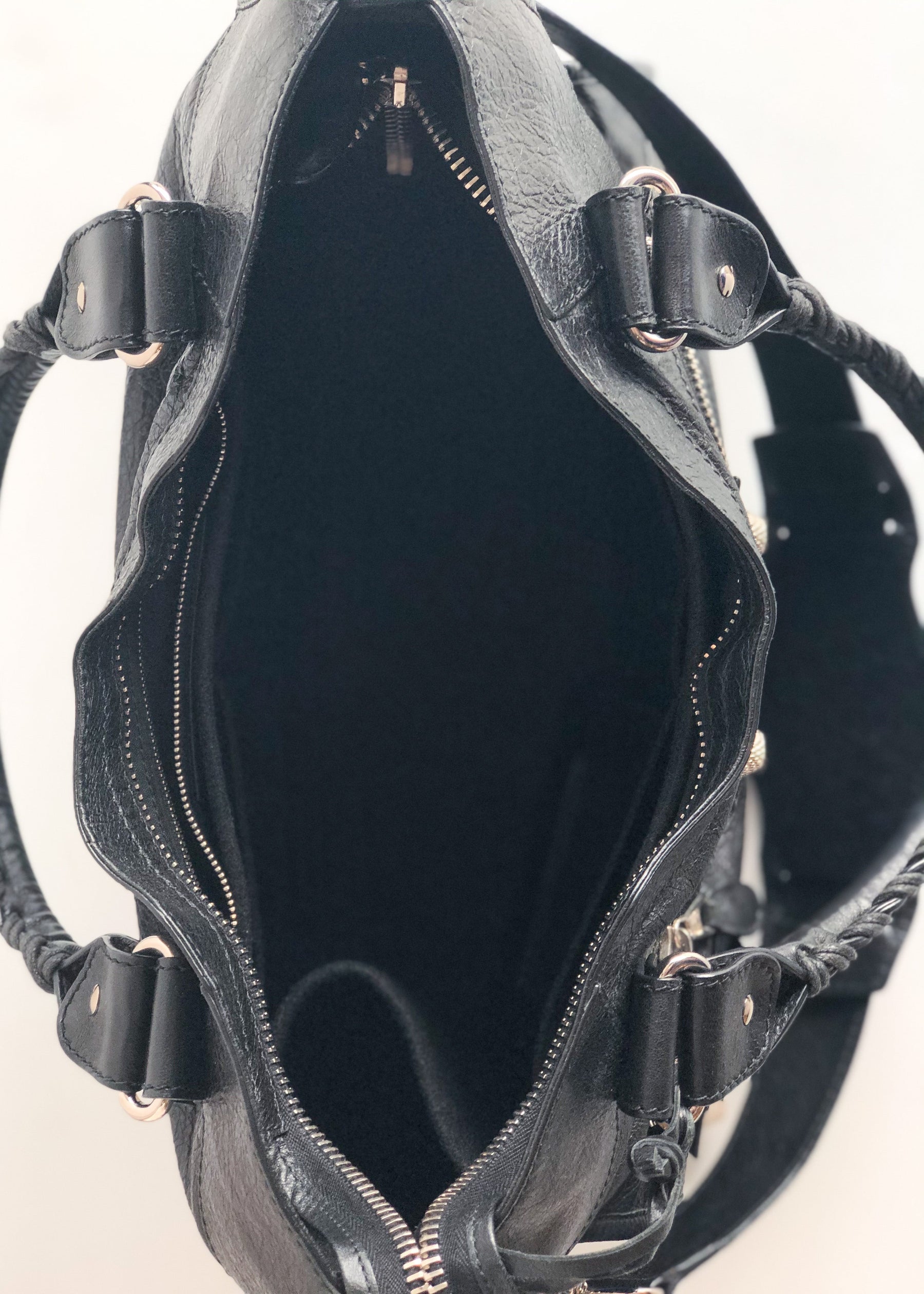 Balenciaga Motocross Classic City Bag Black inside of Bag zipper closure