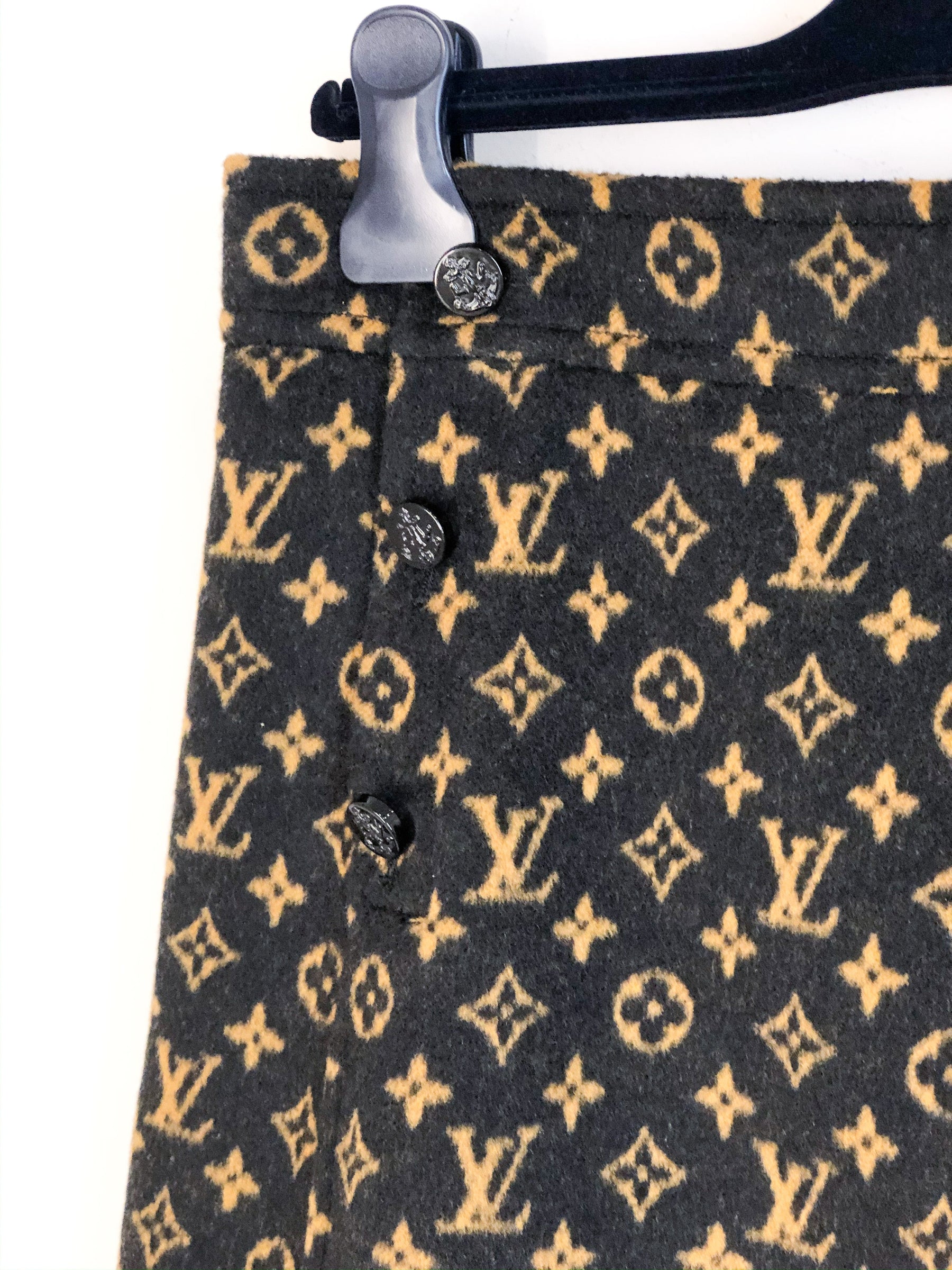 Louis Vuitton A-Line Mini Monogram Button Skirt