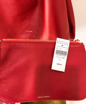 Mansur Gavriel Oversize Lambskin Leather Tote Red Pouch with Original Tags
