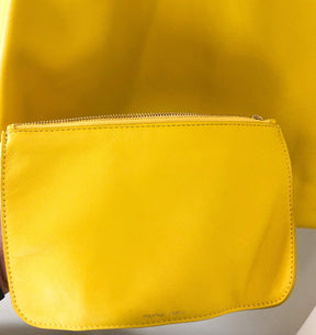 Mansur Gavriel Oversize Lambskin Leather Tote Yellow Pouch
