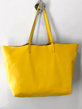 Mansur Gavriel Oversize Lambskin Leather Tote Yellow Back of Bag