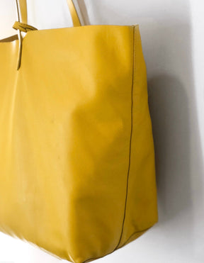 Mansur Gavriel Oversize Lambskin Leather Tote Yellow Side of Bag