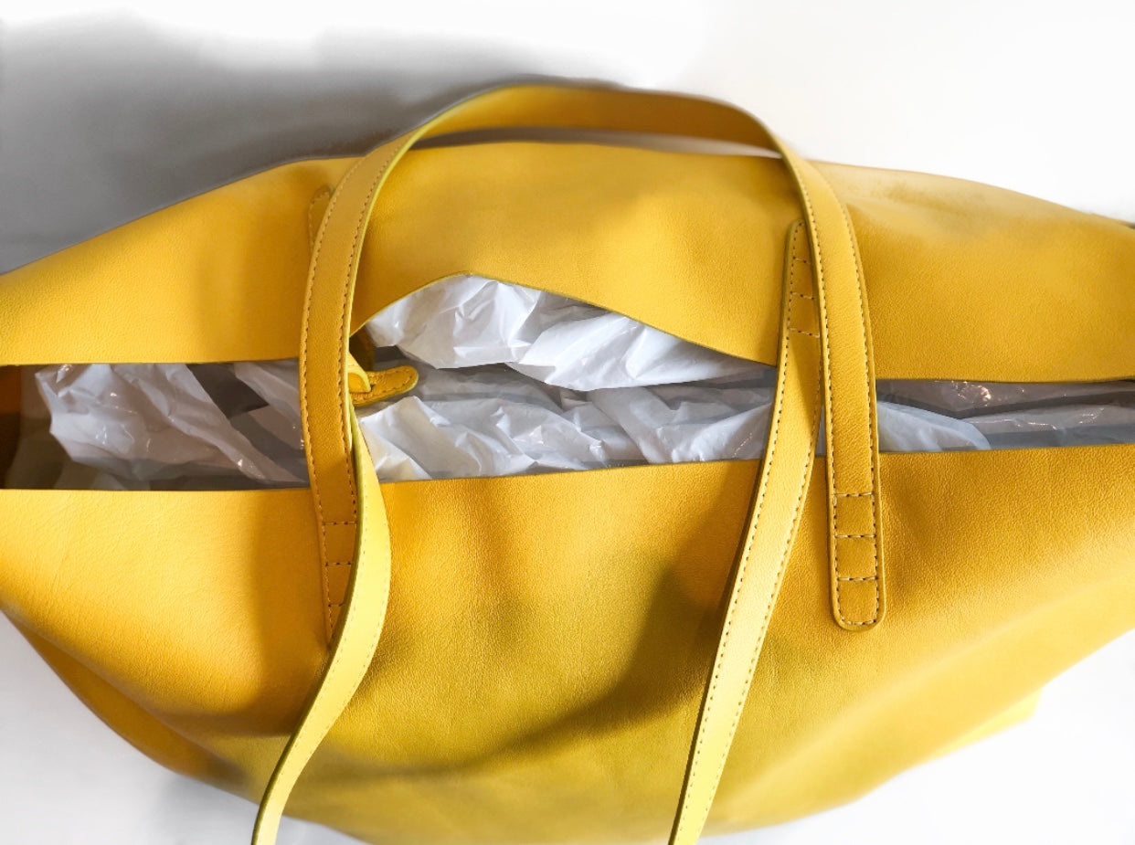 Mansur Gavriel Oversize Lambskin Leather Tote Yellow Top of Bag