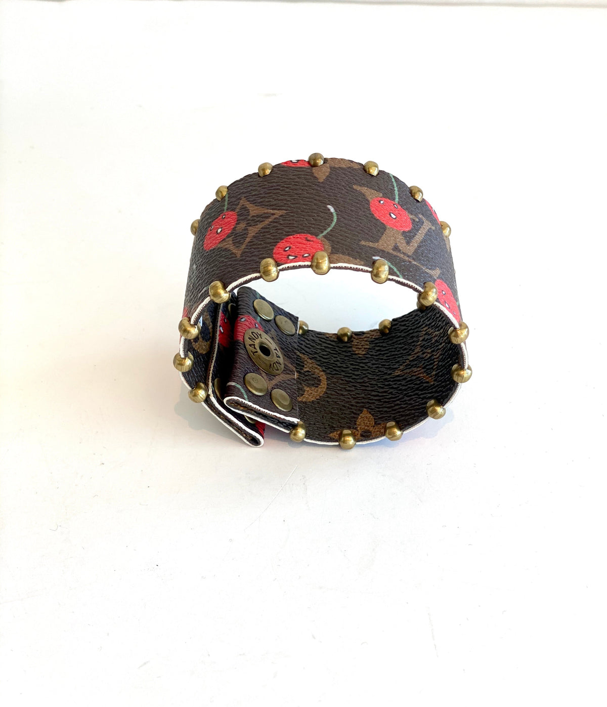 brown leather bracelet cherries