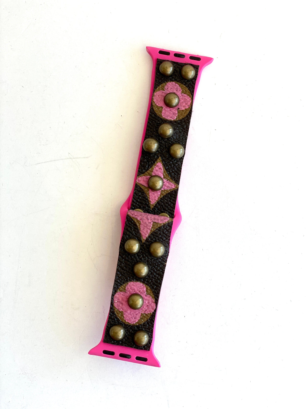 pink and brown watch band