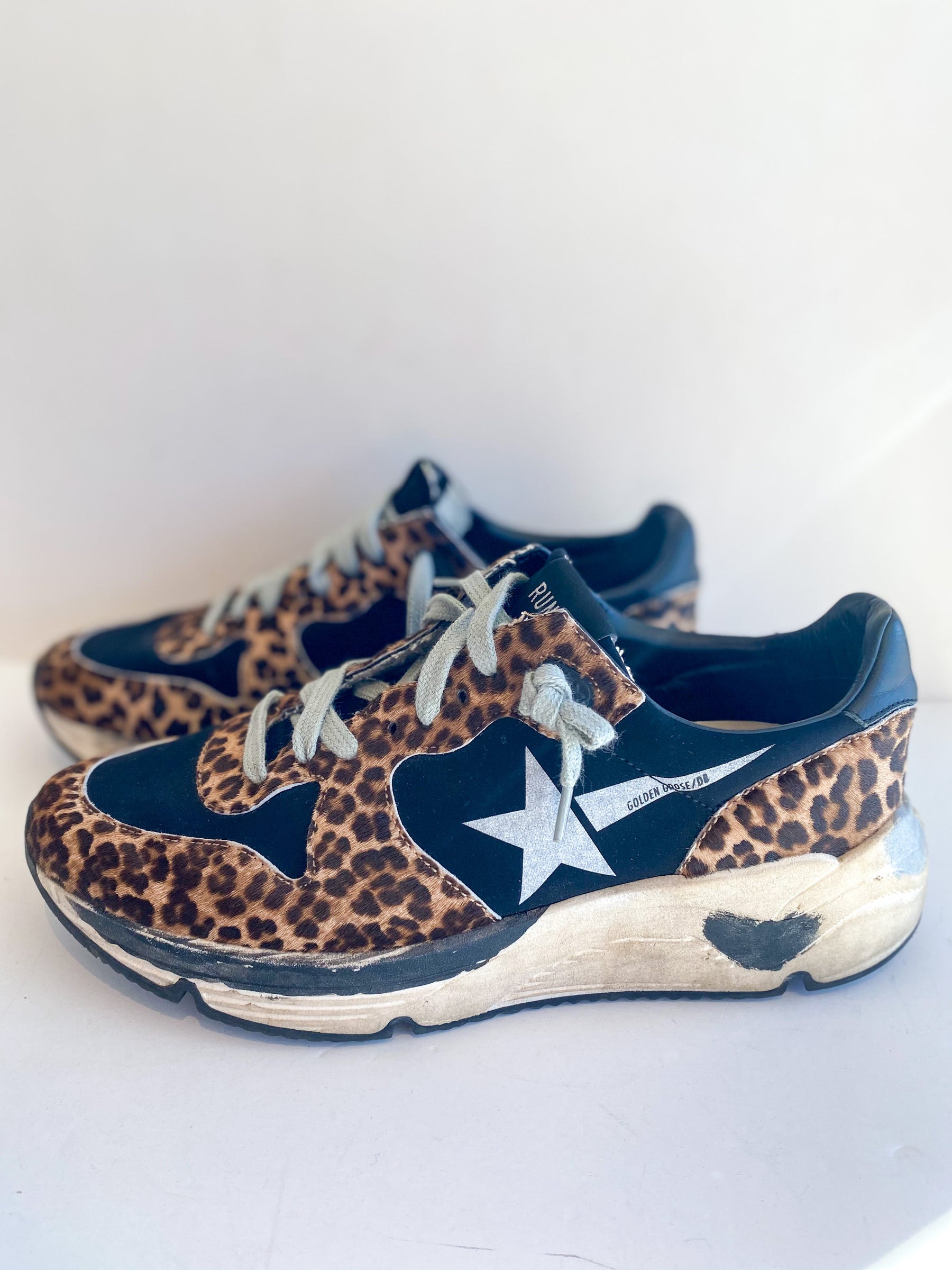 Golden Goose Leopard Running Sole Sneakers