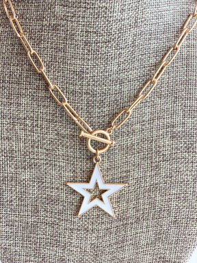 small white star interlock necklace