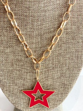 red star necklace gold chain